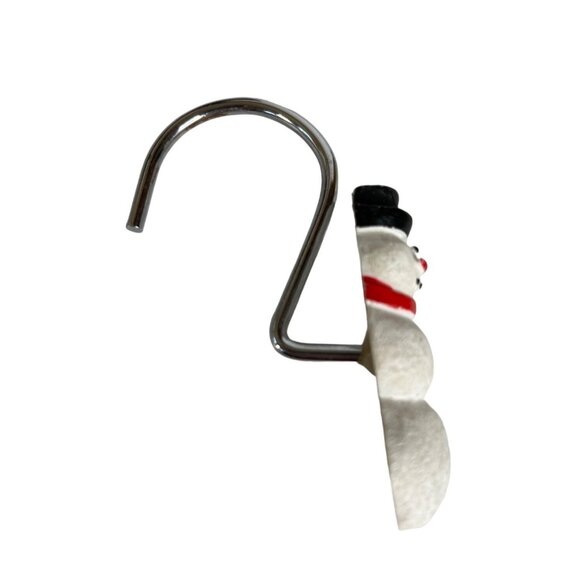 Snowman Christmas Shower Curtain Hooks Decorative Seasonal White Set of 12 - Picture 3 of 4